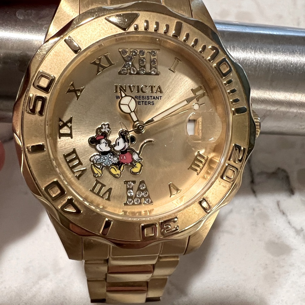 INVICTA Limited Edition Angel Disney Minnie & Mickie Mouse Model 22868 Gold